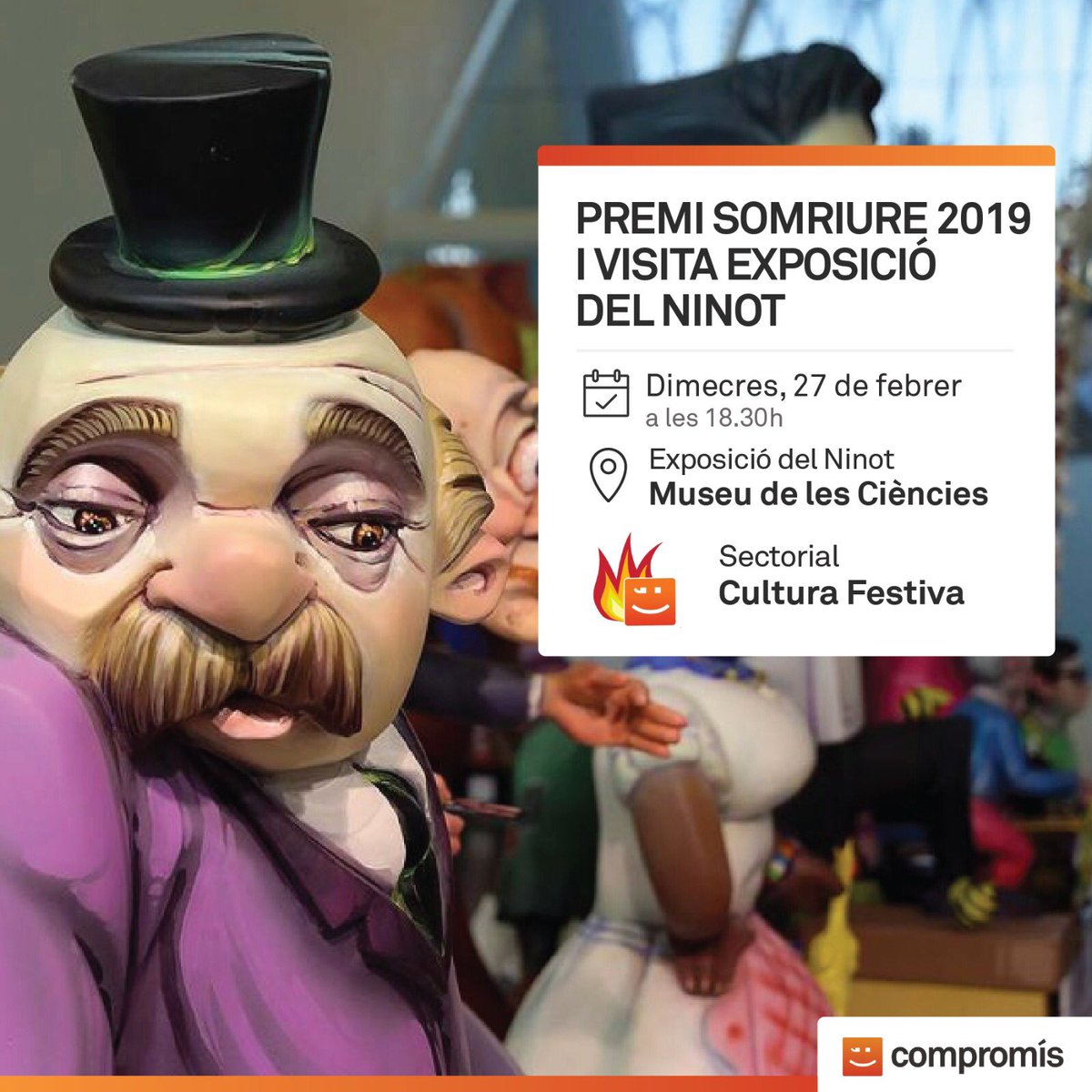 compromisfalles's tweet photo. 📢📢📢ATENCIÓ @FallaAlcacer @FallaMFernanda @FallaDamadElx @FallaTrafalgar @FallaQuartExVel @FMaestroGozalbo @fallajcca @MusicGomis Falla Visitació-Oriola i Falla Grups Mare de Deu del Carme, a partir de les 20h comunicarem el guanyador del #PremiSomriure2019 #Falles2019 https://t.co/9qiusDg5ZM