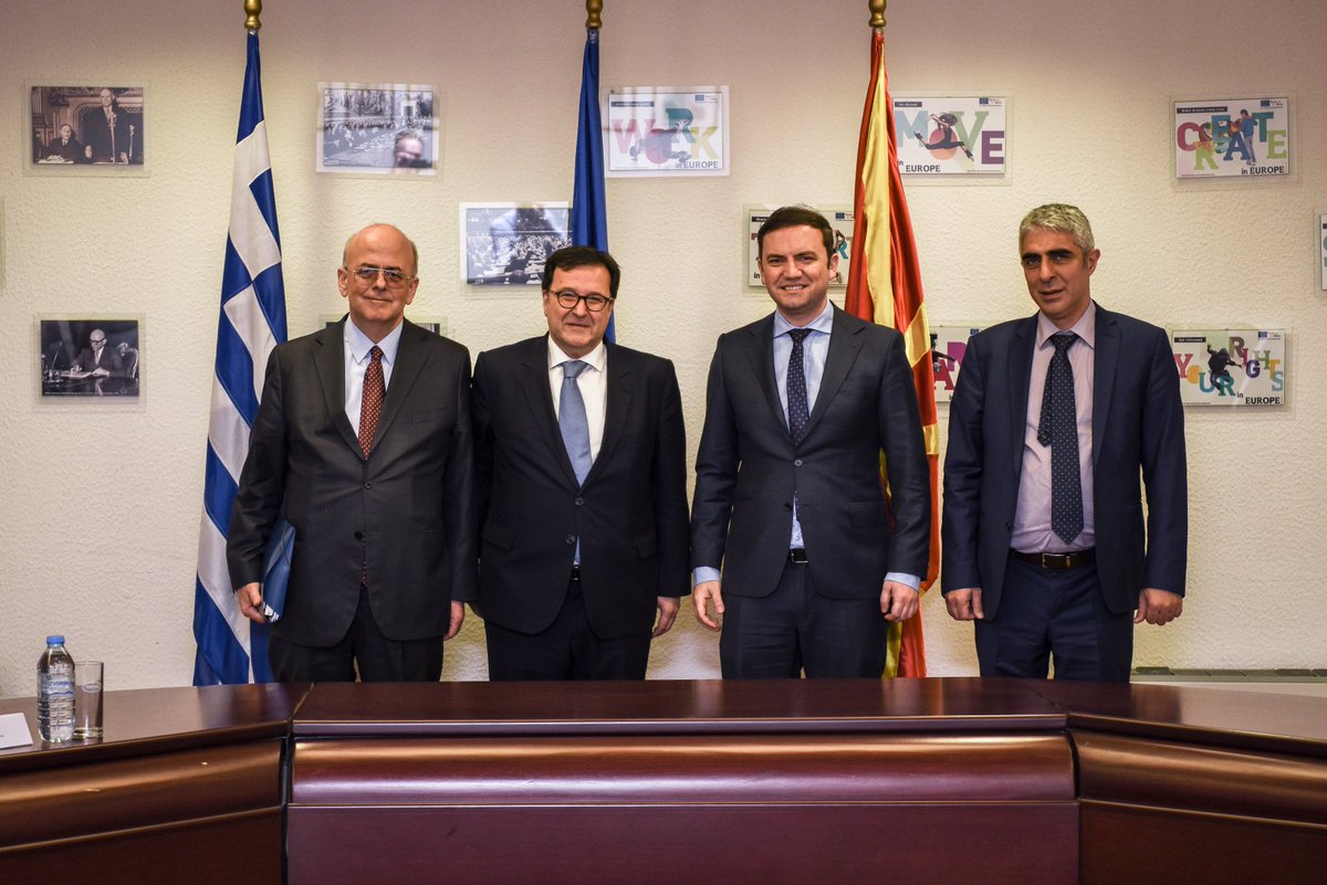 Bujar_O's tweet photo. #Prespa success is positively reflecting the π²π° π¬π· economic relations as one of the most important benefits of its implementation. We continue w/ the activities in that context, focusing on our joint #CBC πͺπΊ #IPA projects. *w/ @GreeceMFA Secretary General Ioannis #Brachos https://t.co/rBospDZSba
