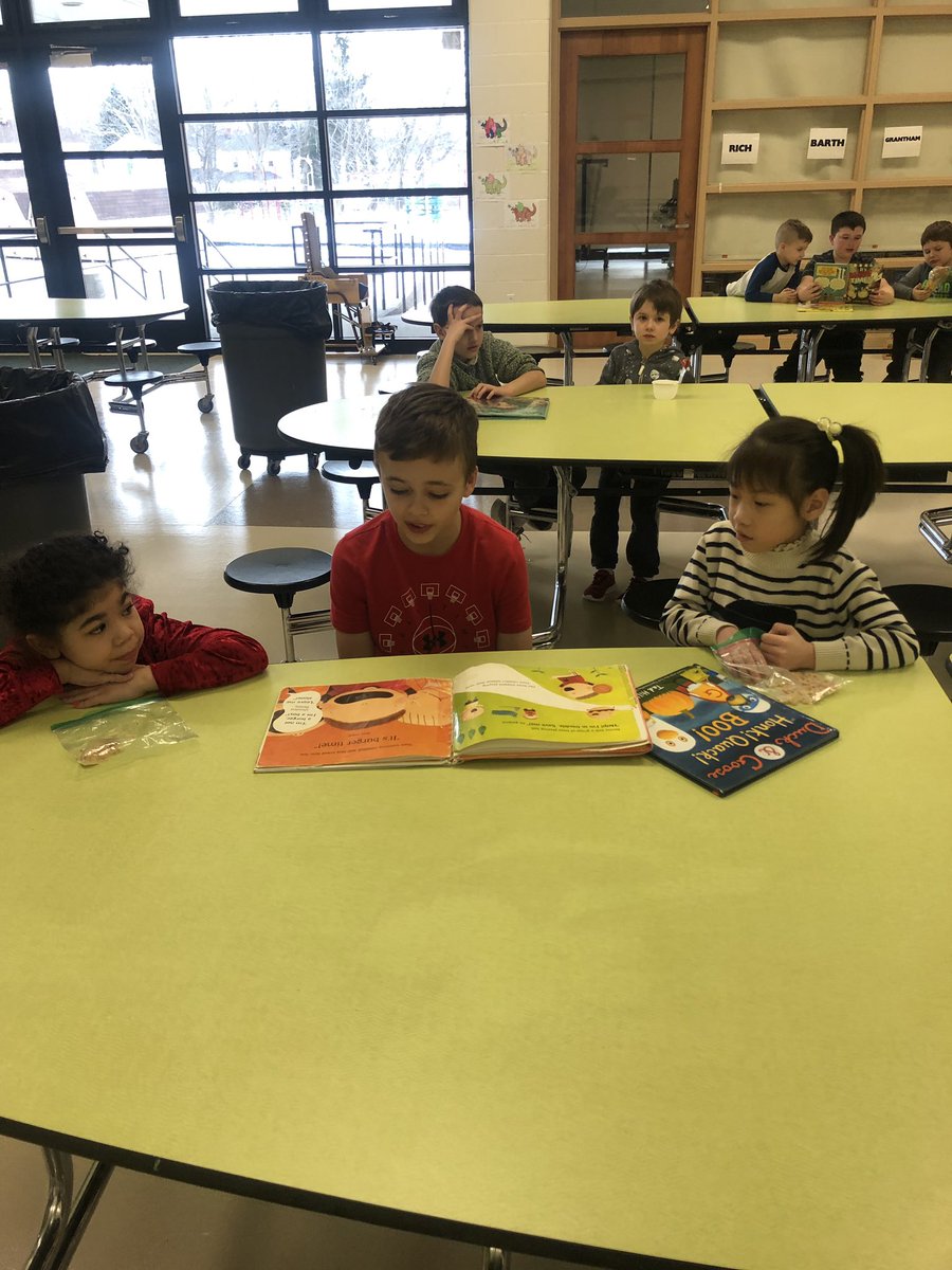 Reading and snack...how grand life is with our 5th grade buddies MrsSanelli Teammillridge