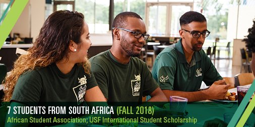 USFintl's tweet photo. Country Spotlight: #SouthAfrica: USF has  a great international community, making it easy to connect with people from the same country and meet new people: https://t.co/HHGBrJ4d6e https://t.co/jdFs24rrSN