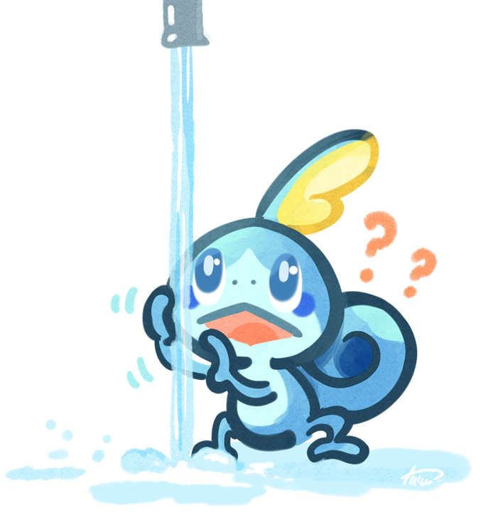sobble pokemon (creature) no humans ? solo blue eyes open mouth water  illustration images