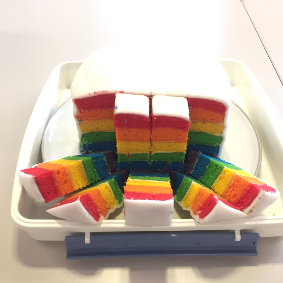 Good turnout for the @UoEStaffPride coffee and cake today at the western. Pretty pleased with my cake creation #LGBTHistoryMonth #LGBTHM19 #pridecake #rainbow