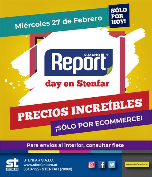 ✔️ SÓLO POR HOY
✔️ SÓLO POR ECOMMERCE
🤯🤯🤯 MegaPromo en Resmas #Report 🤯🤯🤯
¡No digas que no te avisamos!

🛒 stenfar.com.ar 🛒

#soloporhoy #resmas #papelparaimpresora #papela4 #a4 #oficio #ecommerce #promoweb #stenfar #descuentosweb #compraonline