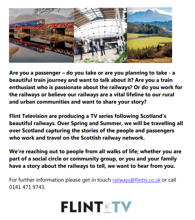 mostbeautifulr1's tweet photo. We will be filming during May and June so please RT to help us spread the word ! #TravelByTrain #Scotrail #unlockscotland https://t.co/vWDXgIlvW8