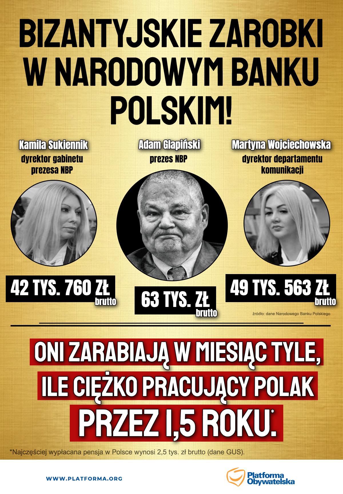 تويتر \ PlatformaObywatelska على تويتر: "Najbliższe współpracownice prezesa Glapińskiego zarabiają GIGANTYCZNE pieniądze. Zarabiają najwięcej w NBP, a wcale nie kierują strategicznymi departamentami. ➡️Nominaci #PiS zarabiają w miesiąc tyle, ile ...