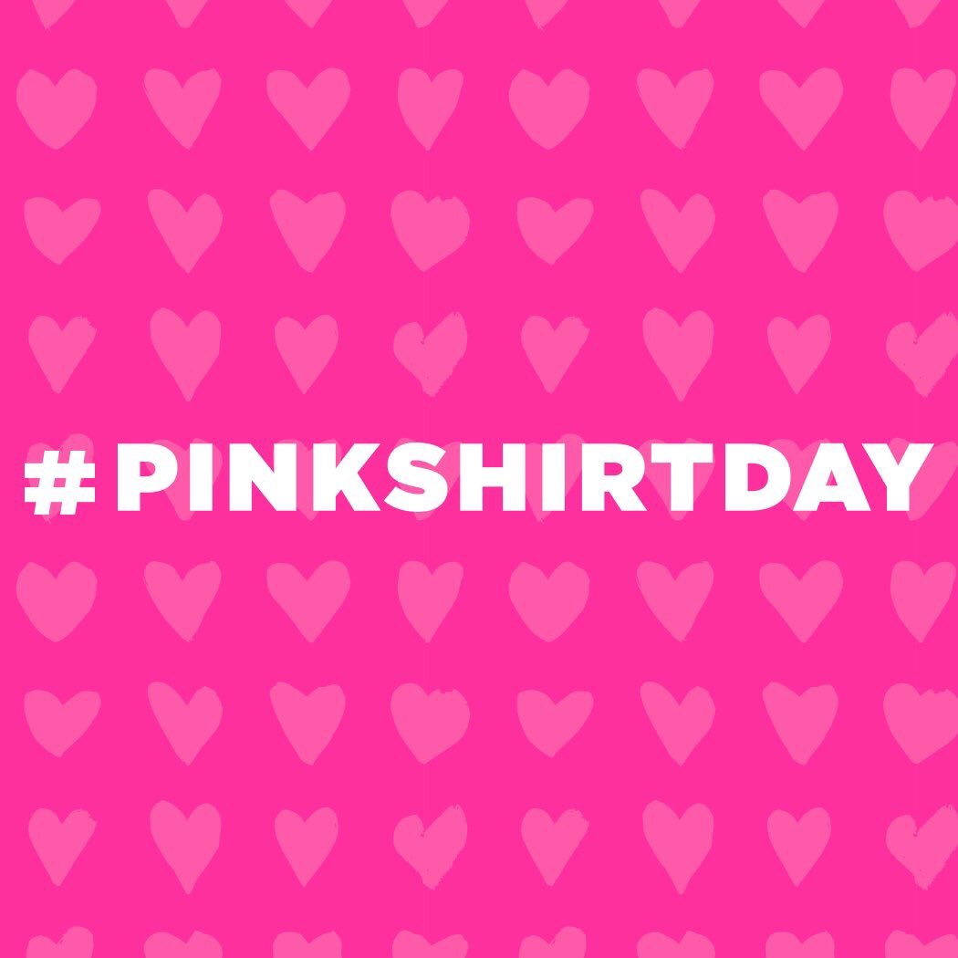 I’m wearing PINK today! Let’s stop bullying in all shapes! Kindness is easiest! #pinkshirtday 💕