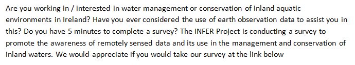 INFER - Remote Sensing of Irish Surface Waters tweet media