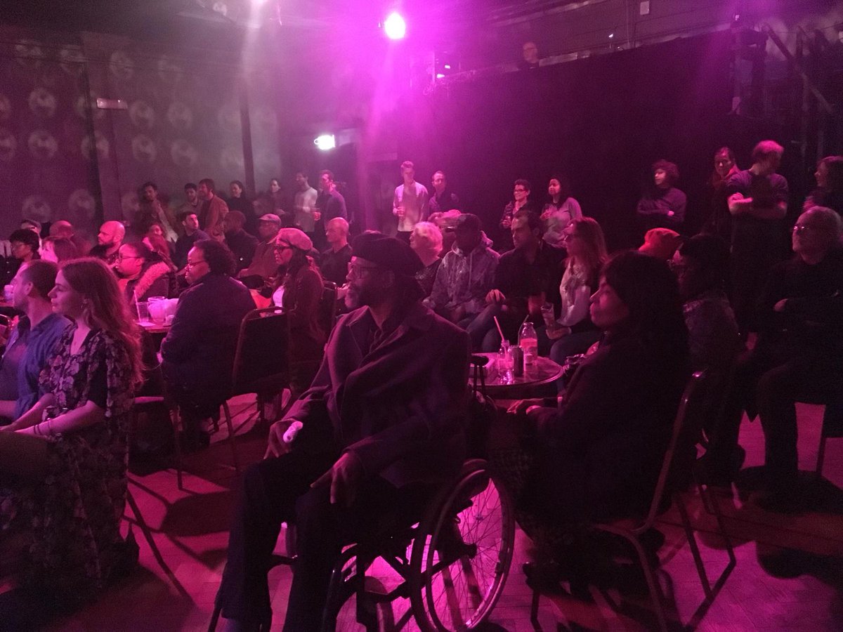 HackneyRoots's tweet photo. A few snapshots of a wonderful night with @HeadwayELondon. Setting the scene: a full house @chatspalace, The Colour of Jazz artwork and t-shirts from Submit to Love Studios w/ @colinelachiver (LAST DAY to get them via @everpresshq: https://t.co/GxEIoZr4nh) and 5 from @Grand_union https://t.co/geydWUkzYz
