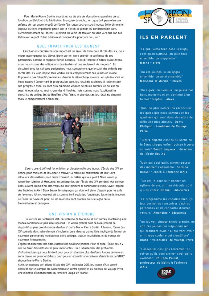 HorizonSportFR's tweet photo. [📌NEWSLETTER #1] Le premier retour d'expérience de nos Resporters 2019 est disponible ! Immersion dans l'Ecole des XV qui utilise le #rugby pour lutter contre le décrochage scolaire 🏉 #sport #jeunes #solidarité https://t.co/Ks0wvTf8gQ