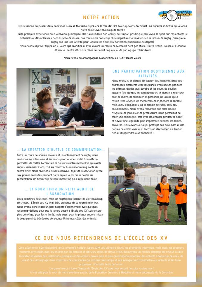 HorizonSportFR's tweet photo. [📌NEWSLETTER #1] Le premier retour d'expérience de nos Resporters 2019 est disponible ! Immersion dans l'Ecole des XV qui utilise le #rugby pour lutter contre le décrochage scolaire 🏉 #sport #jeunes #solidarité https://t.co/Ks0wvTf8gQ