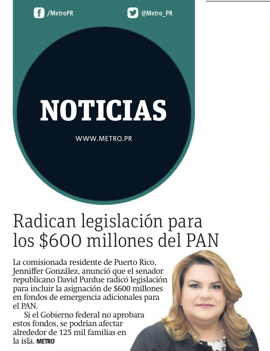 Jenniffer's tweet photo. Tengo que resaltar y agradecer el liderazgo del senador @sendavidperdue así como el compromiso inquebrantable de @marcorubio y @SenRickScott con las familias más vulnerables de 🇵🇷 . Gracias a sus acciones para ayudarme a impulsar la asignación de $600 millones adicionales al PAN https://t.co/mYhPwcjgOO