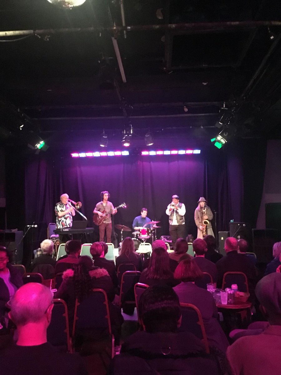 HackneyRoots's tweet photo. A few snapshots of a wonderful night with @HeadwayELondon. Setting the scene: a full house @chatspalace, The Colour of Jazz artwork and t-shirts from Submit to Love Studios w/ @colinelachiver (LAST DAY to get them via @everpresshq: https://t.co/GxEIoZr4nh) and 5 from @Grand_union https://t.co/geydWUkzYz