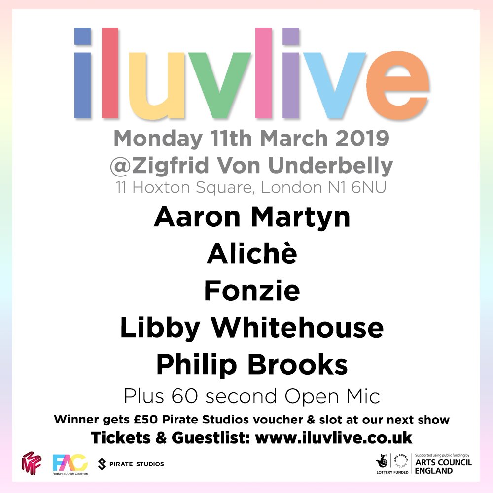 iluvlive (@iluvlive) on Twitter photo #LIVE show
Performers on the night:
<a href="/AaronMartyn12/">Aaron Martyn</a> <a href="/ItsAliche/">Alichè</a> <a href="/i_amfonzie/">Fonz</a> <a href="/libbywhitehouse/">LIBBY WHITEHOUSE</a> @philipjbrooks
#NewTalentFirst #WhoWillYouDiscover
Grab your tickets: bit.ly/2TUPpaz #LIVE show
Performers on the night:
<a href="/AaronMartyn12/">Aaron Martyn</a> <a href="/ItsAliche/">Alichè</a> <a href="/i_amfonzie/">Fonz</a> <a href="/libbywhitehouse/">LIBBY WHITEHOUSE</a> @philipjbrooks
#NewTalentFirst #WhoWillYouDiscover
Grab your tickets: bit.ly/2TUPpaz