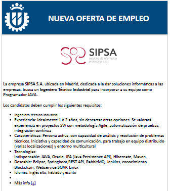 Copitile's tweet image. @SIPSA7 busca un #programadorJava.
Más info 👉@Cogitile 👈 #TrabajoCogitile