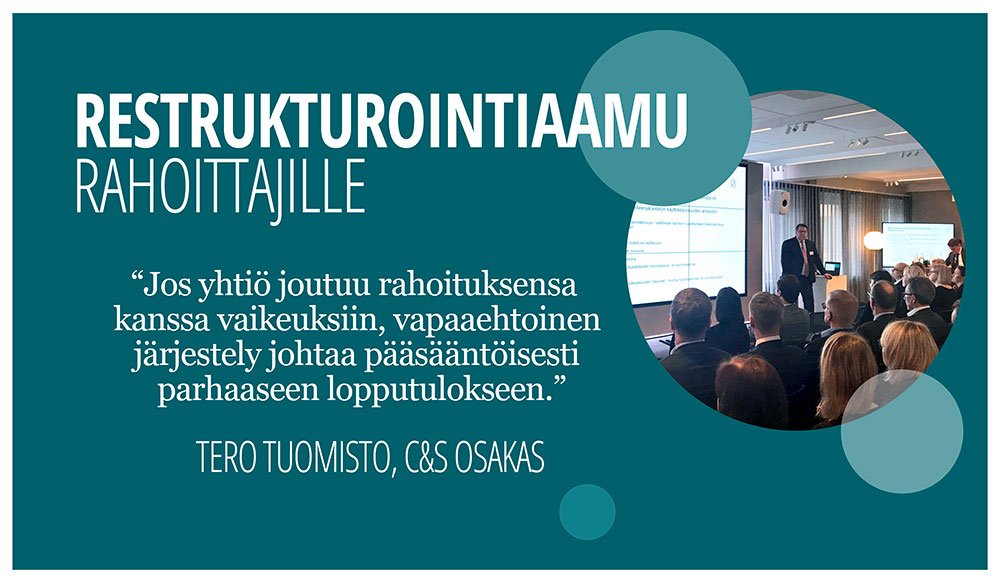 CastrenS's tweet photo. Aamun seminaarissamme keskusteltiin, mistä syistä yritykset voivat ajautua vaikeuksiin, ja mitä rahoittajien pitää huomioida etsittäessä ratkaisuja ja laadittaessa dokumentaatiota. Kiitos vieraille ja panelisteille!
#CastrenEvent #restrukturointi #rahoitus https://t.co/MHjWtTy7gj