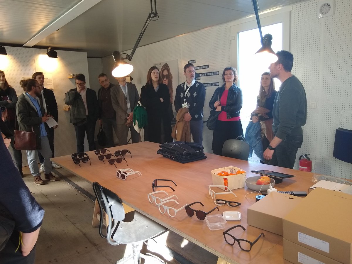 At #CirculaireZuid we are visiting @w_r_yuma and #HNST jeans creating circular products, 3D printed sunglasses and long lasting jeans made of 50% recycled fibers. Inspiring stories about walking the walk #circulareconomy #WRF19