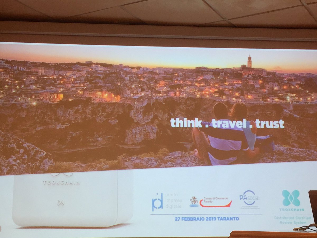 FrancescaSane's tweet photo. #Turismo40 #Taranto
Ora in @camcomtaranto @miccign con #TBoxchain
Turismo e #blockchain
#PASocial #PID #Impresa40 https://t.co/5LbbSRkjYF