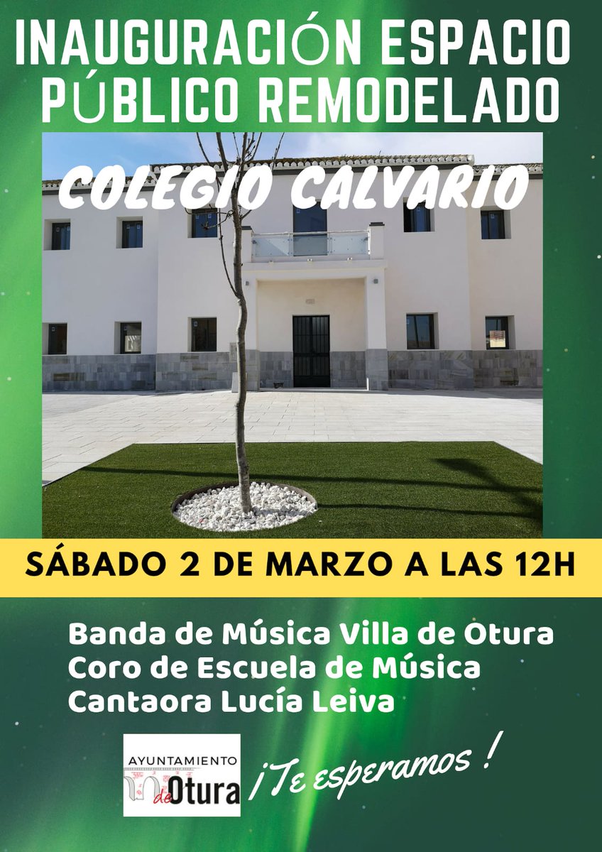 🖐️ Querid@s vecin@s: este sábado estáis invitados a la inauguración de vuestro nuevo espacio público en el antiguo colegio Calvario. ¡No faltéis😉!
