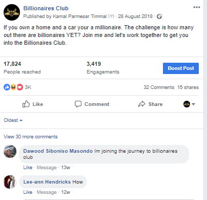 BizLab14's tweet image. The Facebook Post that got our page revoked by Facebook. Thoughts?
No fear, we are starting the Billionaires club in 2019.