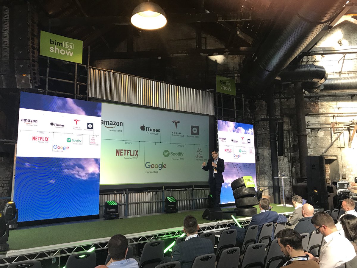 BIMShowLive's tweet photo. We live in a world of massive disruption by big companies overturning the market and this is what we need to embrace in the #construction industry but are we ready to embrace it? Asked @Jaimie_BW @BrydenWood https://t.co/lSTt1ykB0S