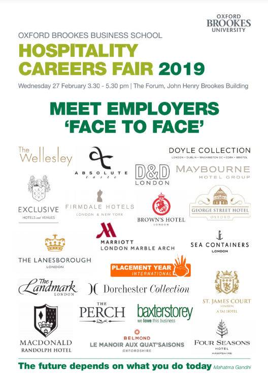 BrookesCareers's tweet photo. We'll be attending the Hospitality Careers Fair from 3:30 in the #JHBB Forum @brookesBS https://t.co/f1fu7Q3HiS