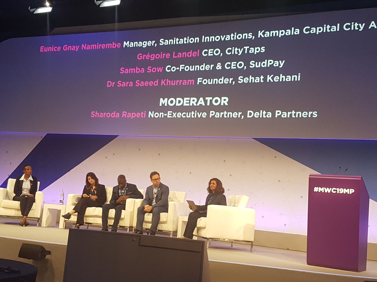 gregoryomondi's tweet image. @SudpaySA, @SehatKahani, @CityTaps #startup, @KCCAUG  all in the @GSMAm4d portfolio are at panel session at the the #MWC19MP #tech4Governance