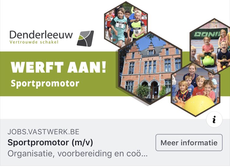 KoenVW1976's tweet photo. Gemeente Denderleeuw zoekt #sportpromotor #vacature #denderleeuw  https://t.co/aZ2kDQovNM 📢📢 https://t.co/IMBhVRlDOD