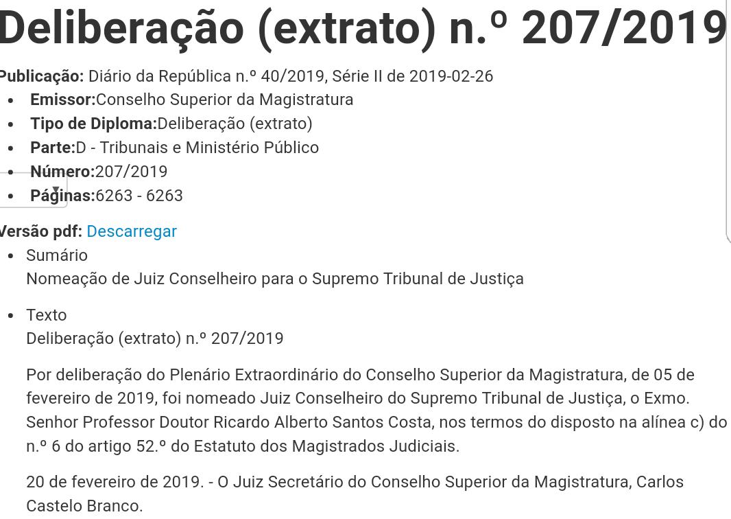 ATGuerreiro's tweet photo. Já é oficial: Ricardo Costa (o famoso amigo de Paulo Gonçalves) já é Juiz Conselheiro do Supremo Tribunal de Justiça. https://t.co/5DRrpGw7IZ