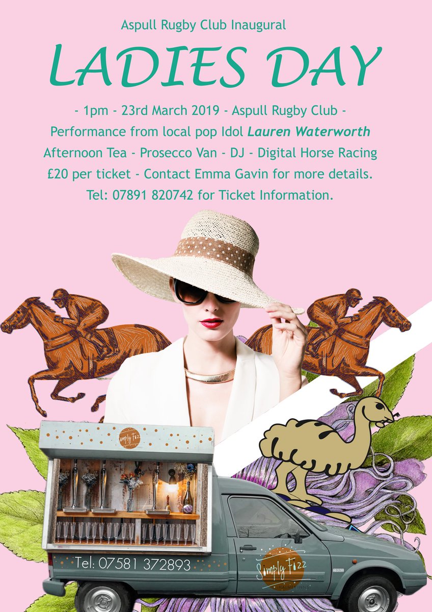 Aspullrfc's tweet photo. Ladies day 2019 π₯
Join us for our first ever Emu Ladies day.
The day will consist of afternoon tea, Prosecco from @fizzsimply , virtual horse racing and entertainment from the fabulous @laurenbeswick1989 #wagwednesday #aspull #uptheemus #aspullrufc #ladiesday https://t.co/c6JznMIteh