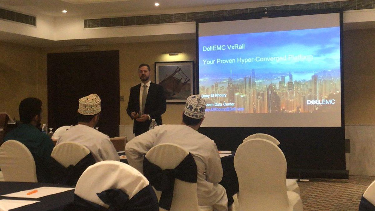 IntegSystemsllc's tweet photo. Another successful event from today’s journey to #DigitalTransformation with #DELLEMC & #IntegSystemsLLC.
Today’s sessions with:
- Mr. Dany Al Khoury: Hyper-converged Infrastructure.
- Mr. Mohammed El Galad: Data Protection.
- Mr. Ahmed Awad: DELL EMC Storage Solution. https://t.co/MRwslu7SU5