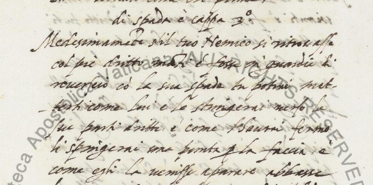 Urb. Lat. 1231, early 1600s: Discorso del gioco di spada dell'Orafo di Cremona. #Italian #manuscript on #fencing: teachings on rapier, rapier and dagger, rapier and cloak, rapier and shield, additional teachings ⚔🤺⚔  digi.vatlib.it/view/MSS_Urb.l…