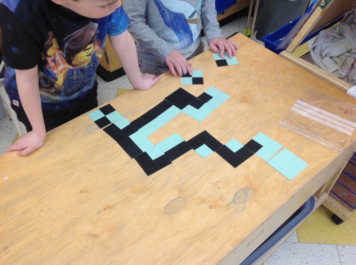 RawdingMolly's tweet photo. Kindergartens exploring #PandaSquares.  Exciting to see Ss work together, share ideas, puzzle through this task. #LessonStudy @FiskeMath @Torpey111 

#joyfulmath #puzzleplaymath https://t.co/xaKLNl53Yp