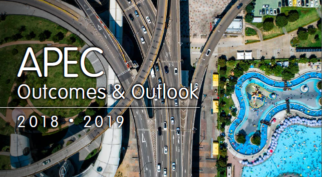 APEC's tweet photo. As APEC heads to Chile in 2019 under the theme, “Connecting People, Building the Future”, a regional agenda with four key priorities are put forward. This publication also looks back at the outcomes of #APEC2018 & the Leaders’ Meeting in Papua New Guinea: https://t.co/2Ub9xMfbaT https://t.co/q2F93zthxh