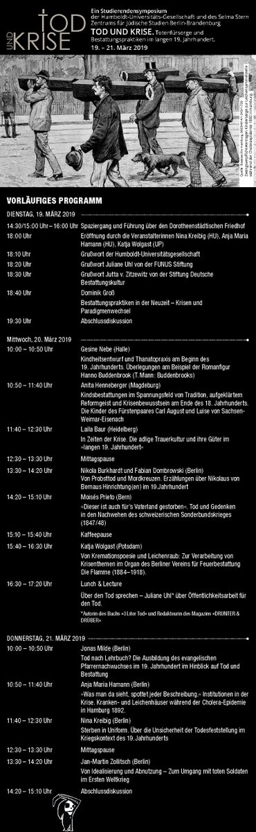 GeschichteTod's tweet photo. Wir freuen uns sehr, euch unser Programm für das #Studierendensymposium präsentieren zu dürfen.
Es werden drei aufregende Tage mit tollen Vorträgen und Diskussionen.
Ihr könnt euch gerne noch anmelden; wir freuen uns! https://t.co/4lNWqsdlL5