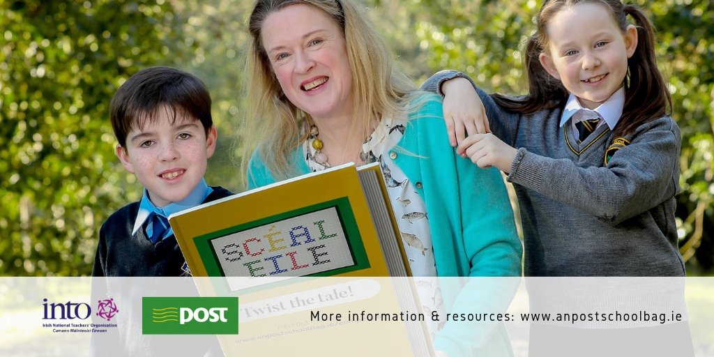 INTOnews's tweet photo. An Post &amp; INTO's writing competition was launched by INTO Secretary General, Sheila Nunan &amp; authors @sarahwebbishere &amp; @d_ruddenwrites. Scéal Eile asks students to revisit their favourite books &amp; create alternative storylines/endings. https://t.co/viB3axBdaD @Postvox @TRABrands https://t.co/22D6Qz69Pr