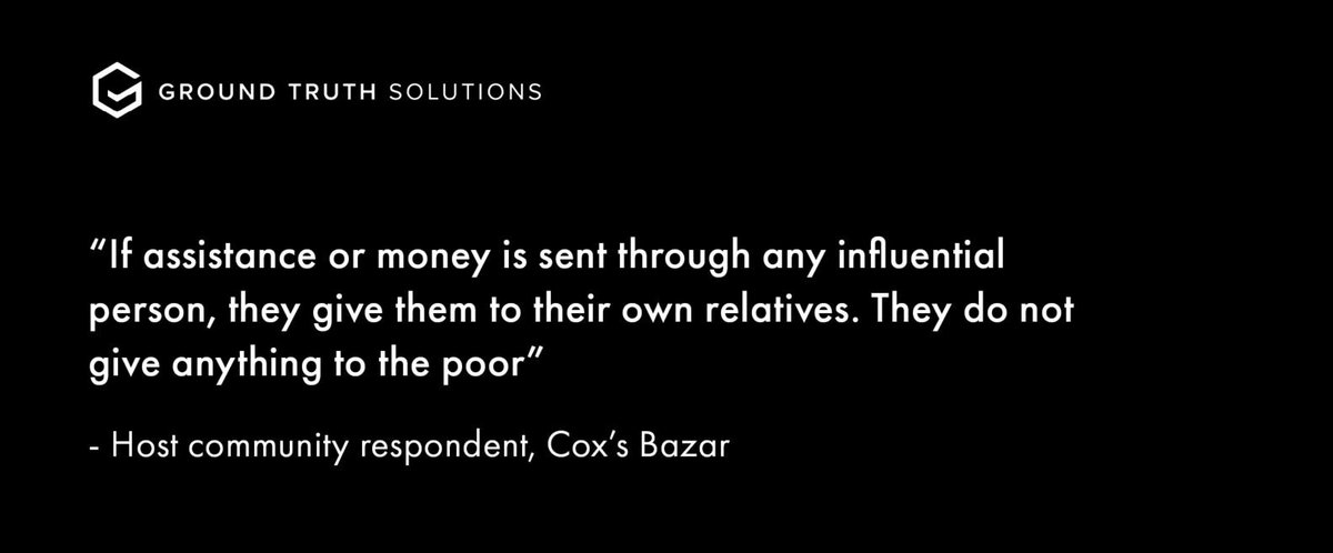 GroundTruthSol's tweet image. Interviews and focus group discussions with #hostcommunity members in #CoxsBazar #Bangladesh revealed a general mistrust of local elected officials and a sense that they do not serve people equally. More here: groundtruthsolutions.org/wp-content/upl…