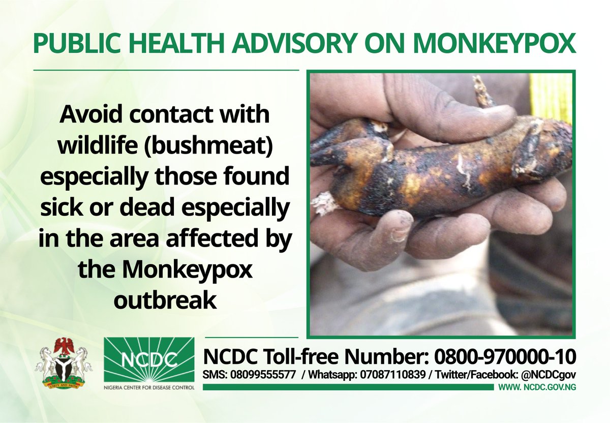 Ncdc On Twitter Monkeypox Is Transmitted Through Direct Contact With Infected Animals Human Or Contaminated Materials The Virus Does Not Spread Easily Between People And The Risk Of Transmission To The Wider