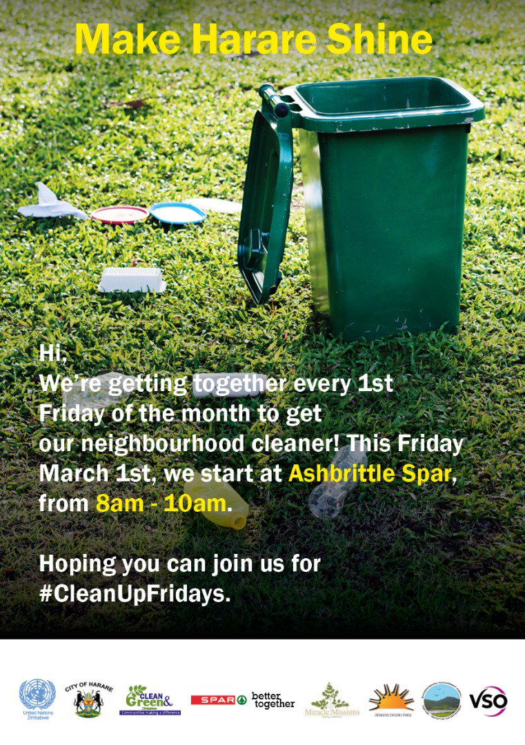tmunyokoveri's tweet photo. "Zero tolerance to litter - my environment my pride" @VSOZimbabwe joining the community in cleaning our neighborhood. We action our values 'by working together we can achieve more'
#cleanupfridays
#TogetherWeCan https://t.co/N1NtZChljp