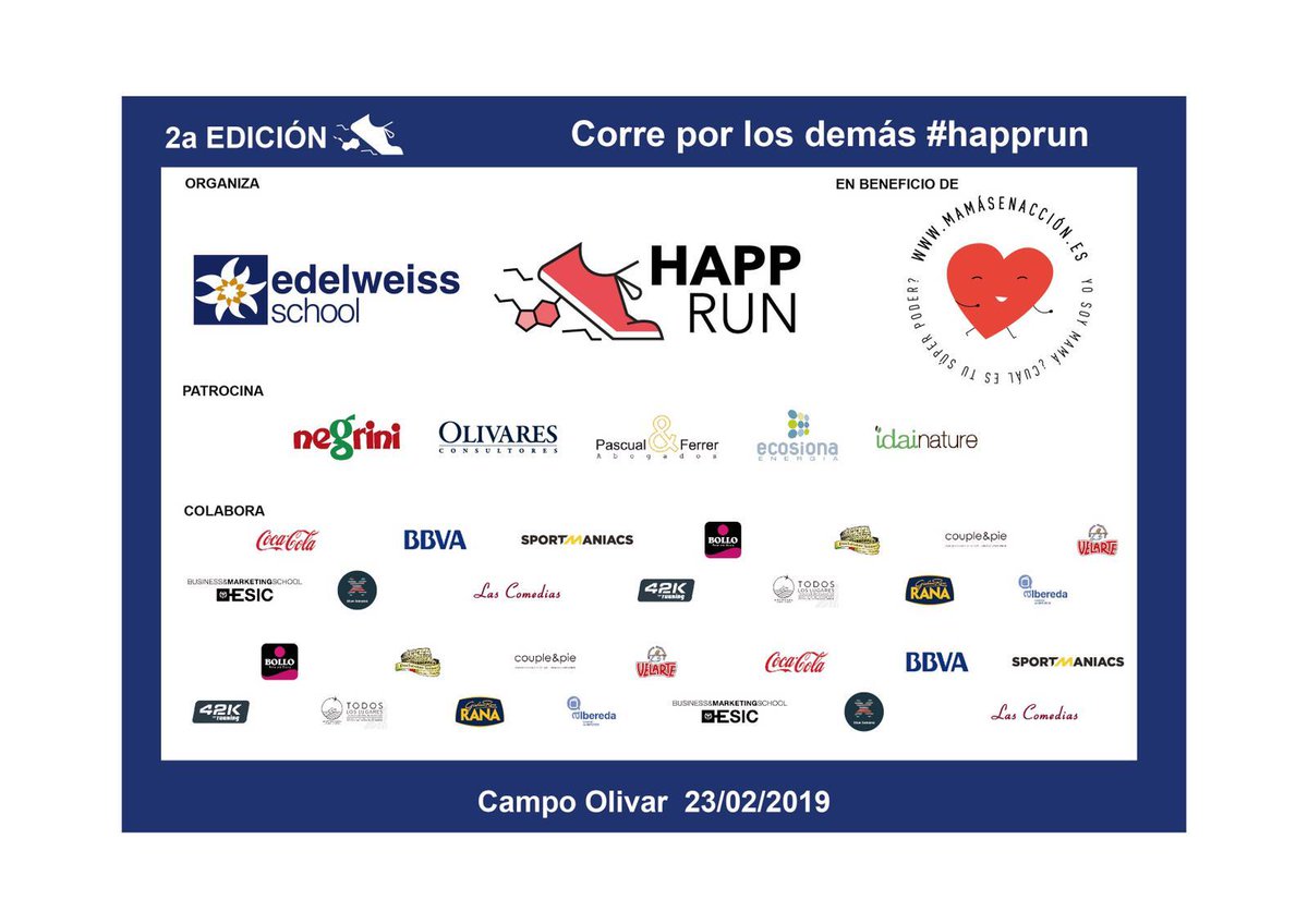 carlosidai's tweet photo. Orgullosos de poder colaborar en iniciativas solidarias como la carrera #HappRun del colegio @Edelweisschool, que dona todo lo recaudado a la organización @mamasenacciones. Gracias a alumnos y profesores por vuestra implicación y por hacer partícipe a @idainature https://t.co/LAeoElFIpM