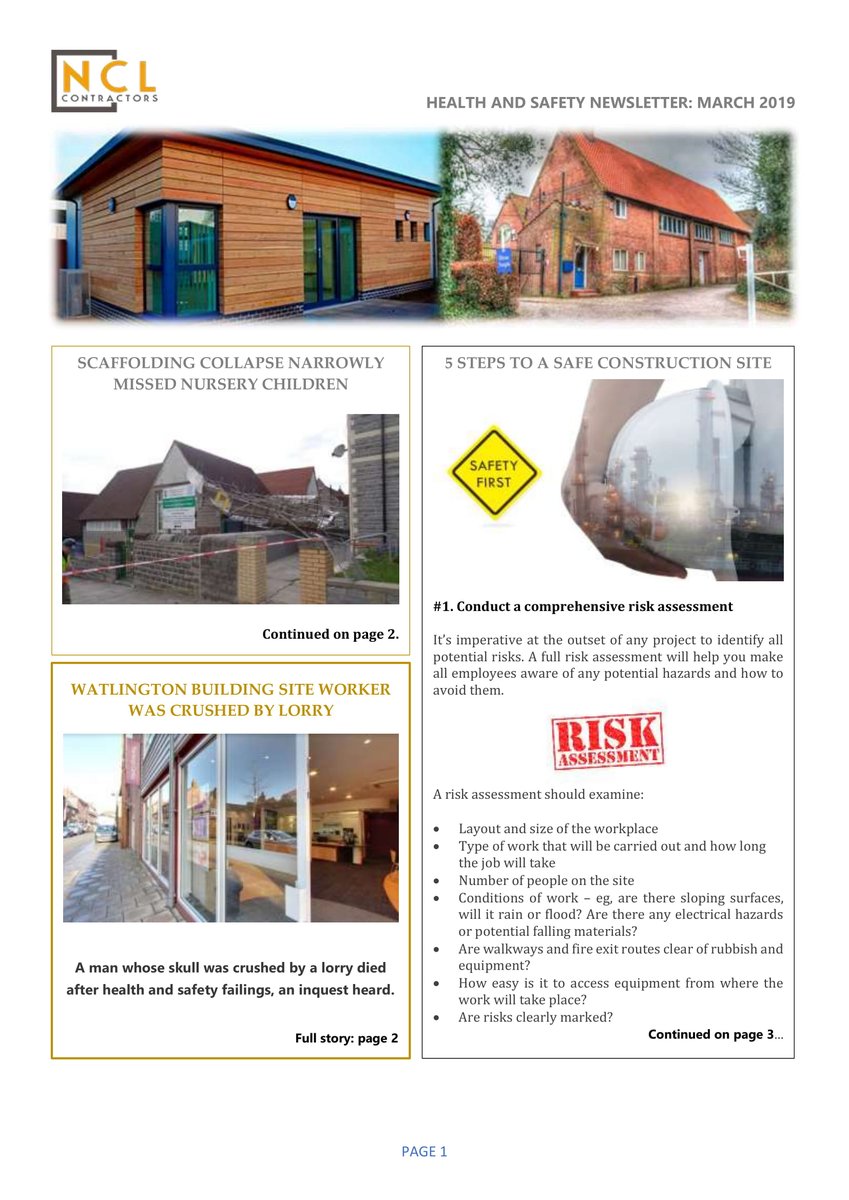 NCLContractors's tweet photo. March 2019 health and safety newsletter. As always, a great read. https://t.co/0nQXgeLCPP