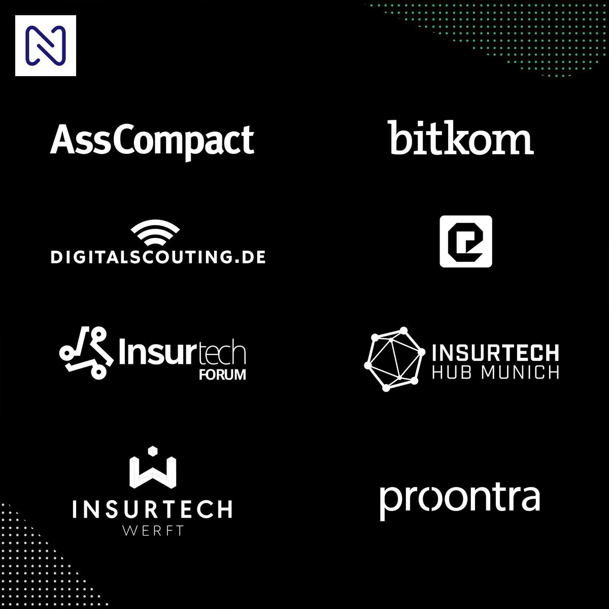 We are proud to present our great line-up of media sponsors!

#hacknext #hackathon #conference #insurtech #hackers #disruptors #developers #designers #coders #innovate @AssCompact_de <a href="/Bitkom/">Bitkom</a> <a href="/de_scouting/">DigitalScouting</a> <a href="/Ekipa_co/">Ekipa.co</a> <a href="/insurtechforum/">Timo Dreger</a> <a href="/InsurTechMunich/">InsurTech Hub Munich</a> <a href="/insurtechforum/">Timo Dreger</a> <a href="/procontraonline/">procontra</a>