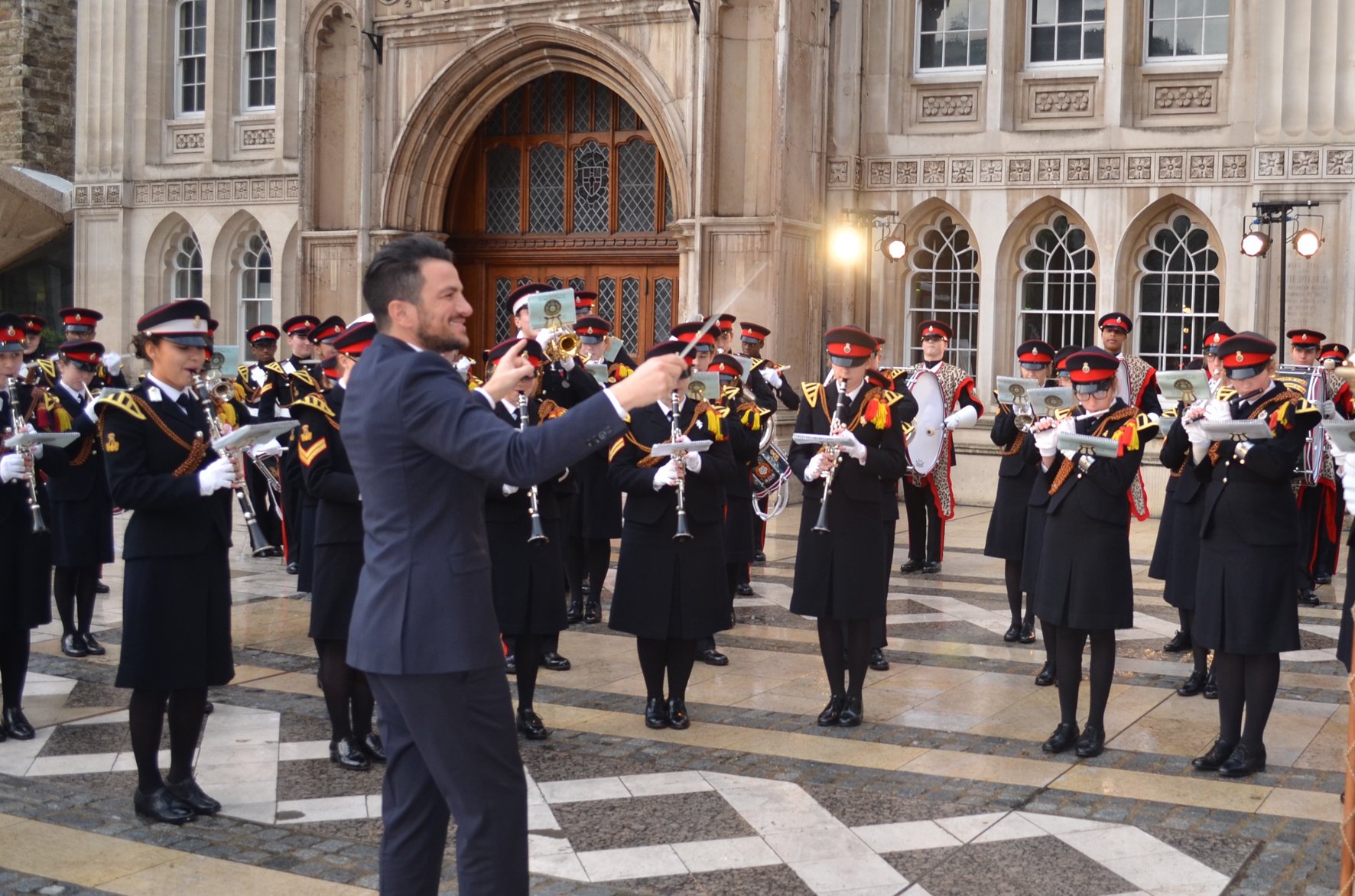 Peter Andre has fun conducting our school military band Happy Birthday Peter!  