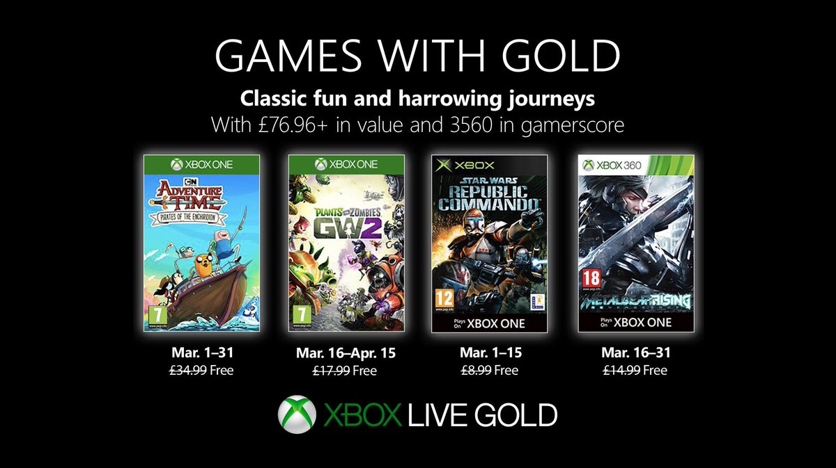 Xbox Live Games with Gold March 2019