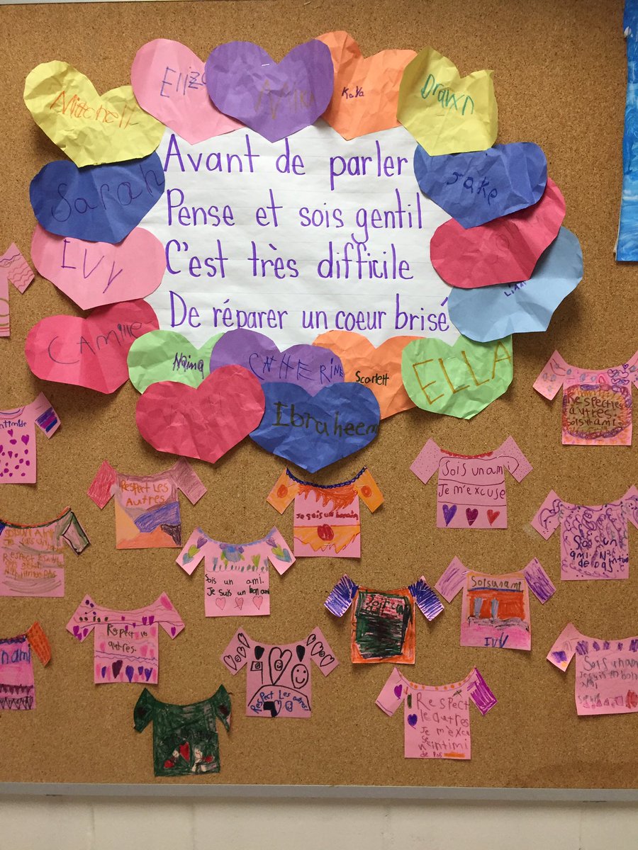 DebbieMilliard's tweet photo. We at Meadowcrest, we take bullying seriously.  Here is our grade 1 quote. @MeadowcrestPS #PinkShirtDay2019 https://t.co/4YzA1ZLrRK