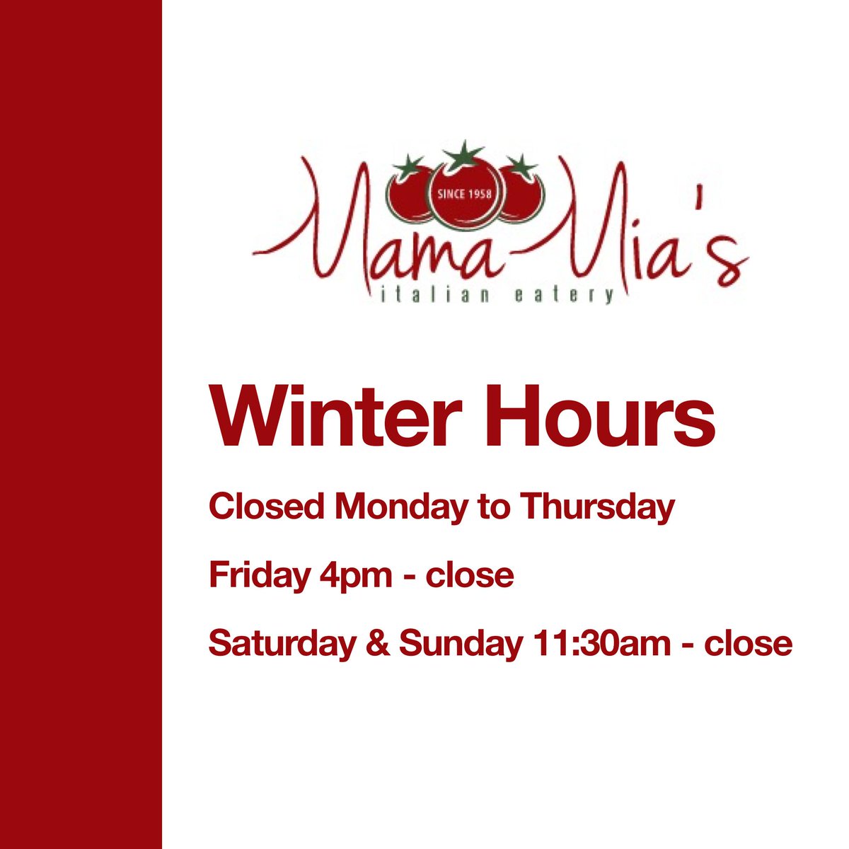 MamaMiasNiagara's tweet photo. See you this weekend! https://t.co/6WXvgYdgOM
#italianhomecooking #since1958 #niagarafalls https://t.co/BnPGKZC8bl