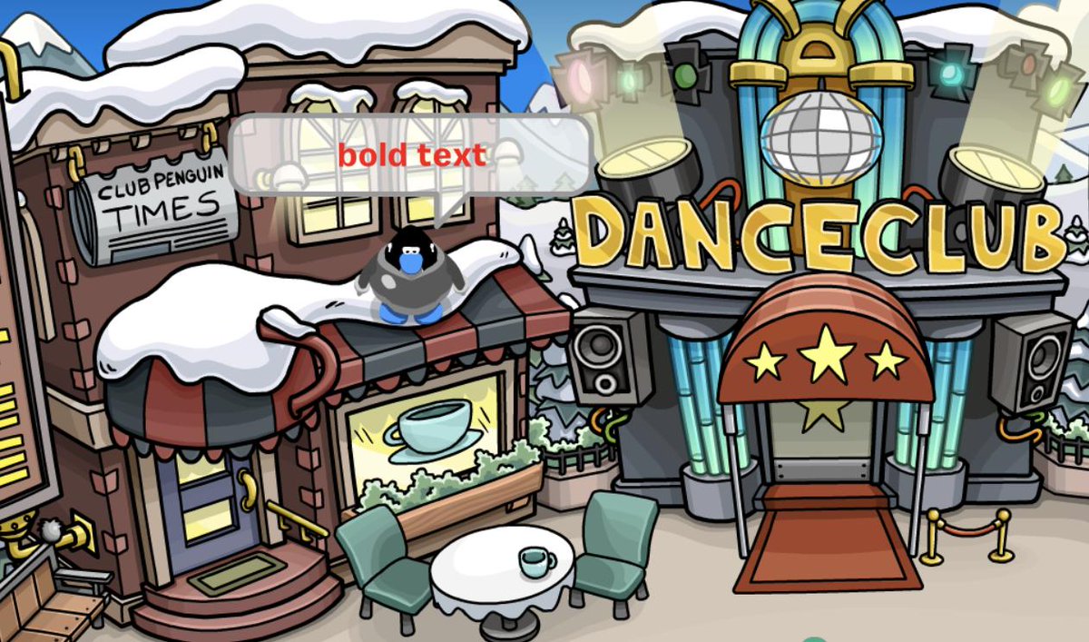 Bold, big, and small text have returned to Penguin Oasis! We've also added a new custom item: AirPods. Available now for 12,000 credits in the Credit Store! penguinoasis.com/play?ref=twt_t…
