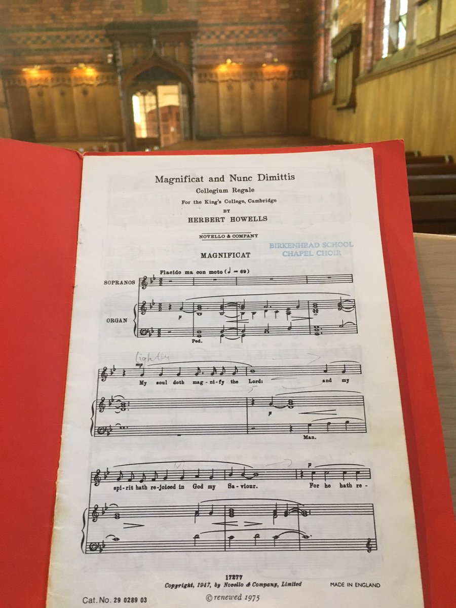 BSMusicSchool's tweet photo. Nice easy setting of the Mag and Nunc for @ChoralEvensong this week... are the trebles up to the challenge?! #Howells #CollReg https://t.co/UmI2rNzyfp