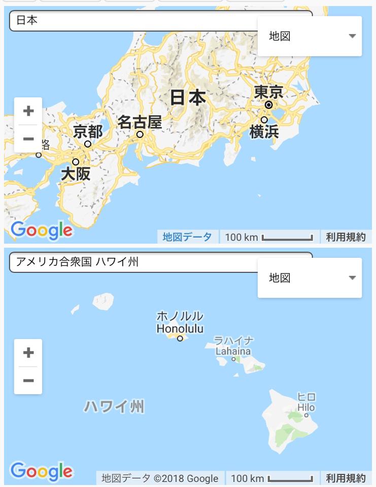 これは同じ縮尺で見れる地図サイトで見たイッシュとアローラとカロスのモデル地 