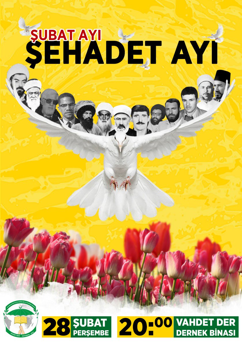 #28Şubat Perşembe (yarın) saat 20.00'de dernek binamızda düzenleyeceğimiz Şubat ayı Şehadet ayı adlı programa tüm halkımız davetlidir.