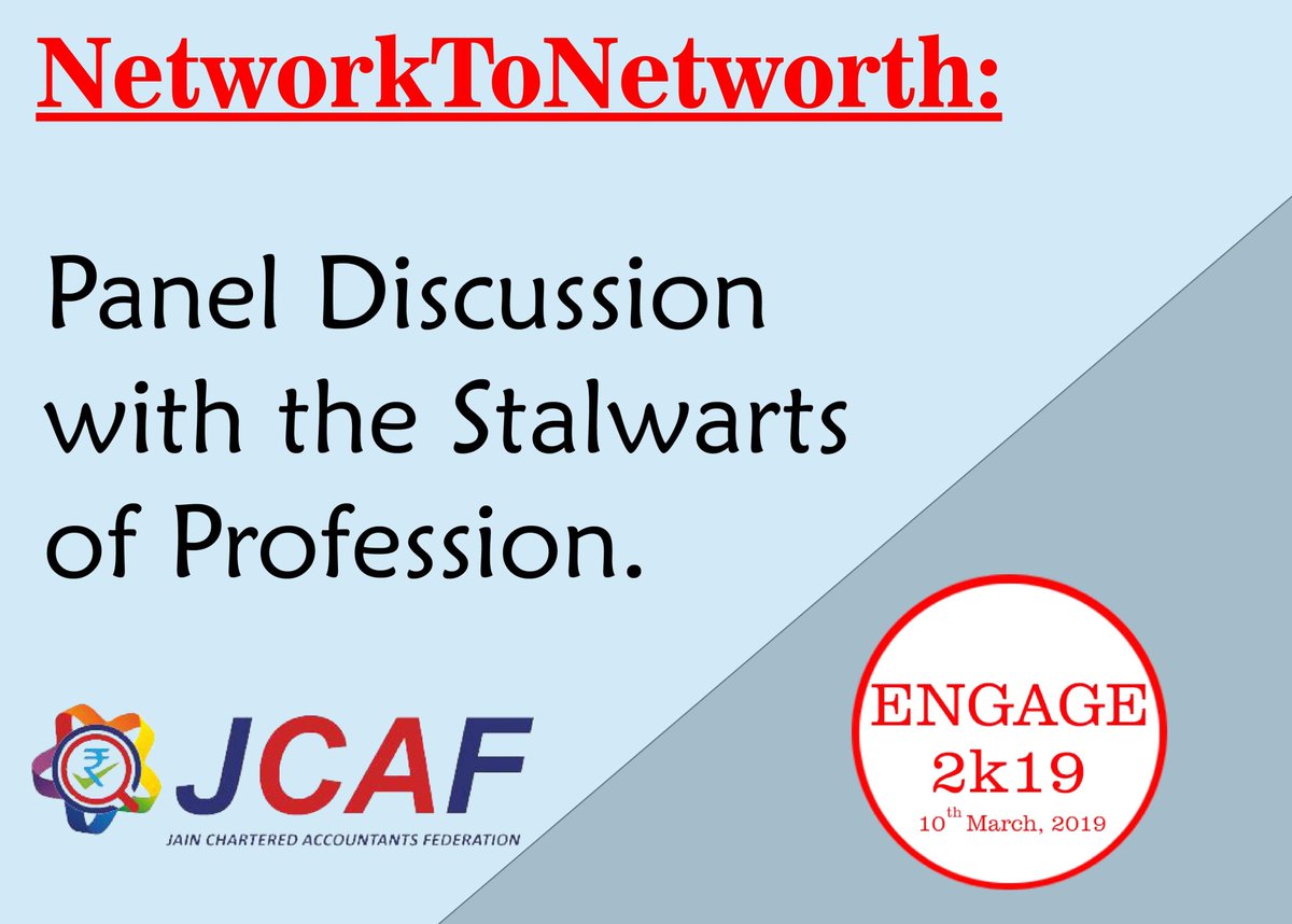 jcaf108's tweet image. &quot;Engage 2k19&quot; awaits for you all! 
We have Panel Discussions lined up with some veterans in the profession.

Please do come!

#JCAF
#Engage2k19
#NetworkToNetworth
#N2N